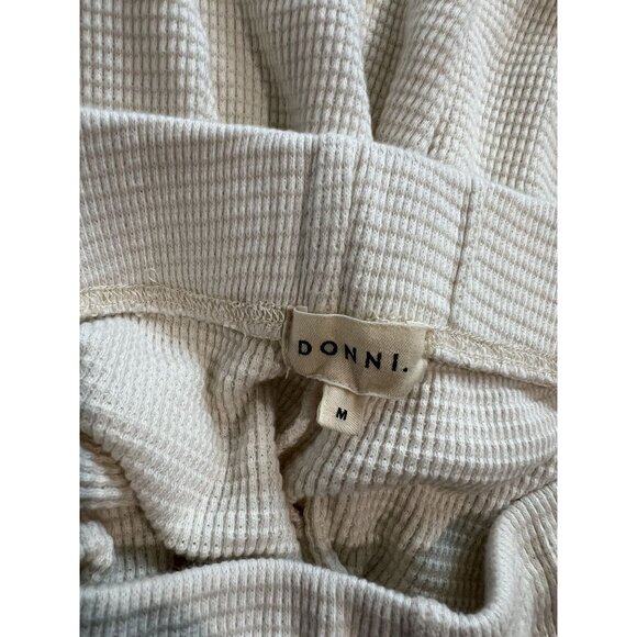 DONNI. Waffle Knit Wide-Leg Pant in Ivory - Picture 4 of 4